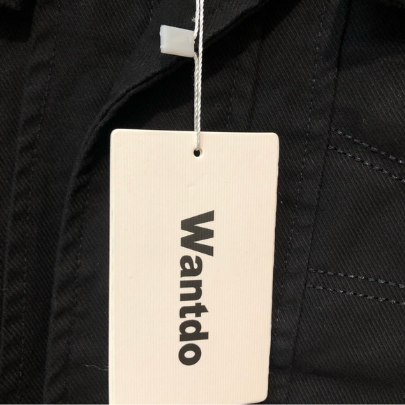 NWT Mens Wantdo black cotton zip up jacket cargo style multi pocket trucker M - Picture 5 of 12